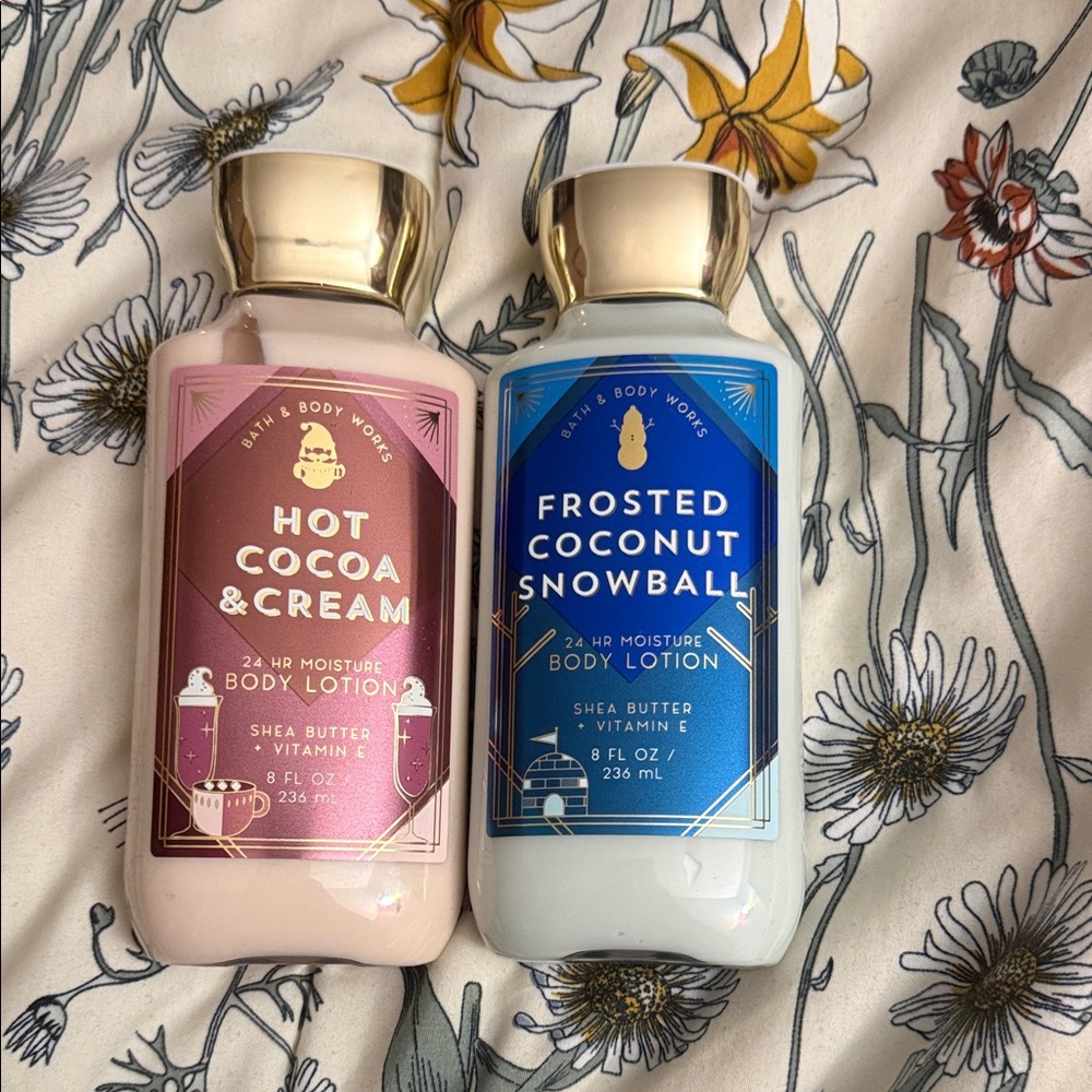 Bath & Body Works Hot Cocoa & Cream and Frosted Coconut Snowball Body Lotion Duo